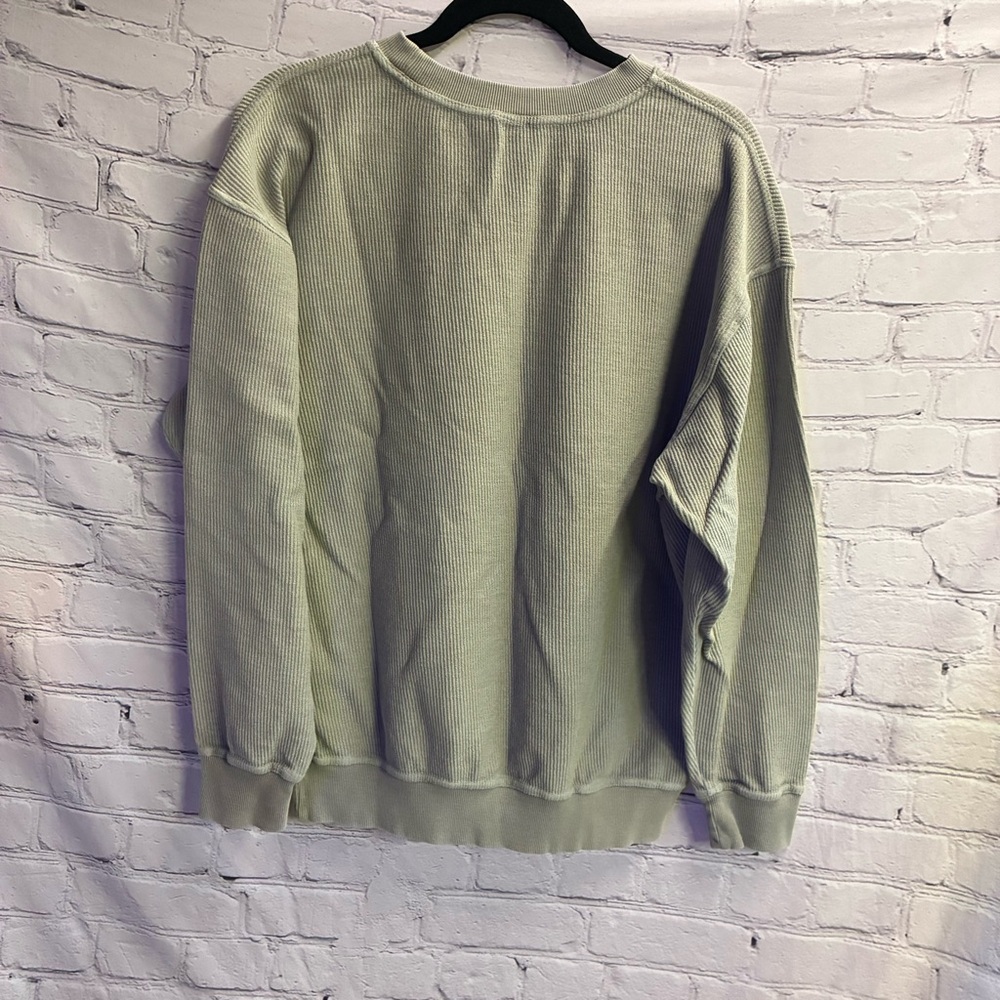 5/$20 Eighty Eight Khaki Gray Waffle Textured Football Crewneck Sweater SzM‎ GUC